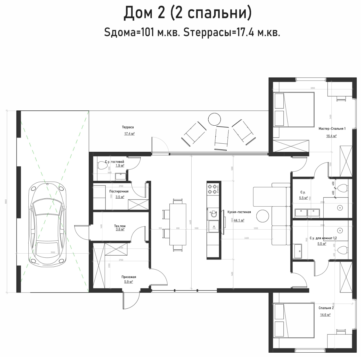 Дом 101 м²